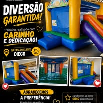 Arte com brinquedos e mensagem de segurança e diversão