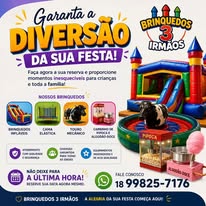 Arte de divulgação de brinquedos para festas