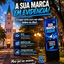 Arte de anúncio em painel LED com chamada sua marca em evidência